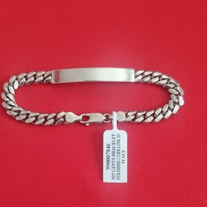 925 Sterling Italian Silver Cuban Link  ID Bracelet Men and Women , 23.5 grms